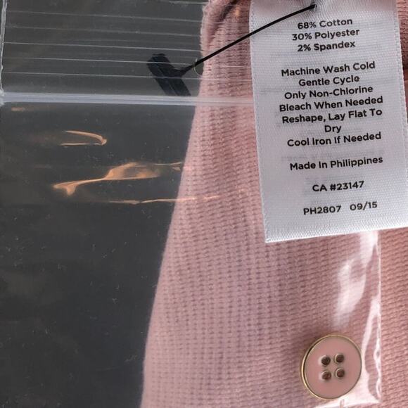 Talbots Pink Collared Neck Textured Button Up Back 3/4 Sleeve Top NWT Size SP - Picture 4 of 4